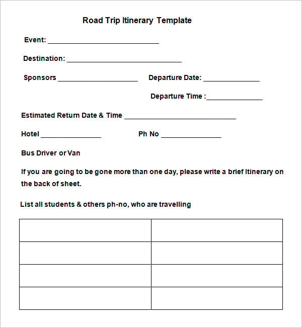 Word Travel Itinerary Template from www.template.net