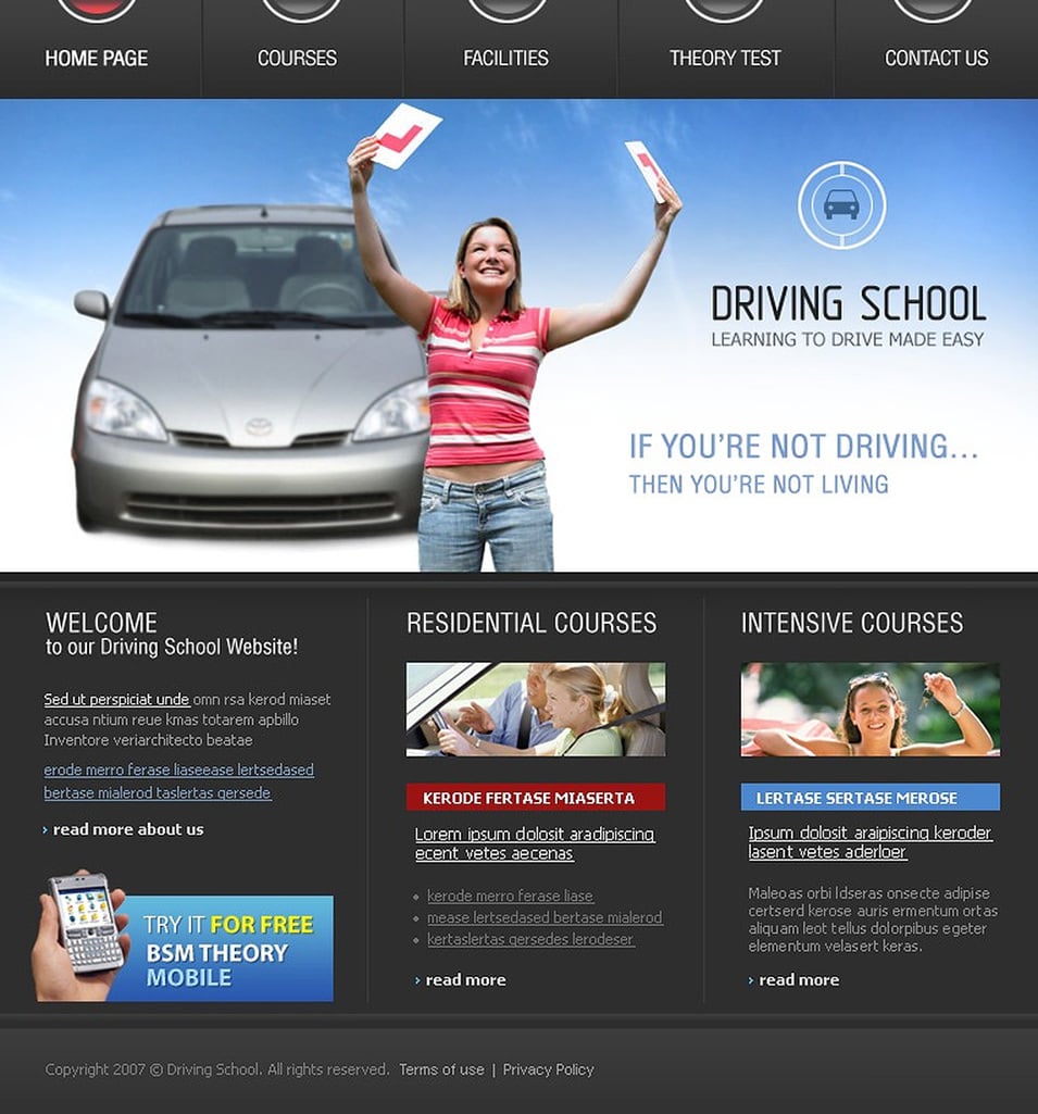 Best Driving School Website Templates | Free &amp; Premium Templates