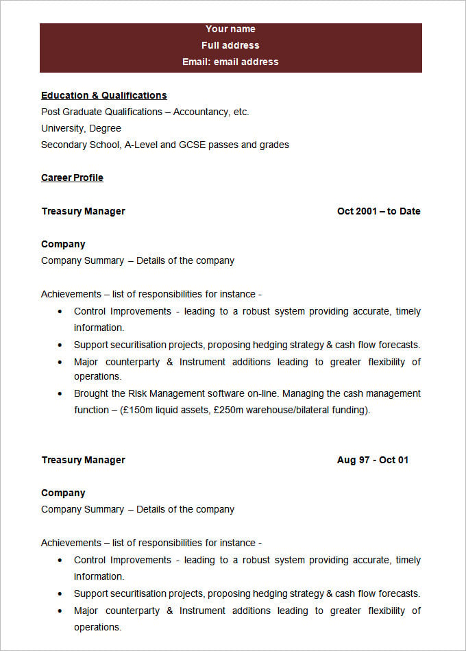 Resume blanks template