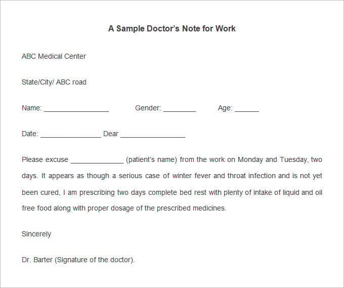 Note From Doctor Template