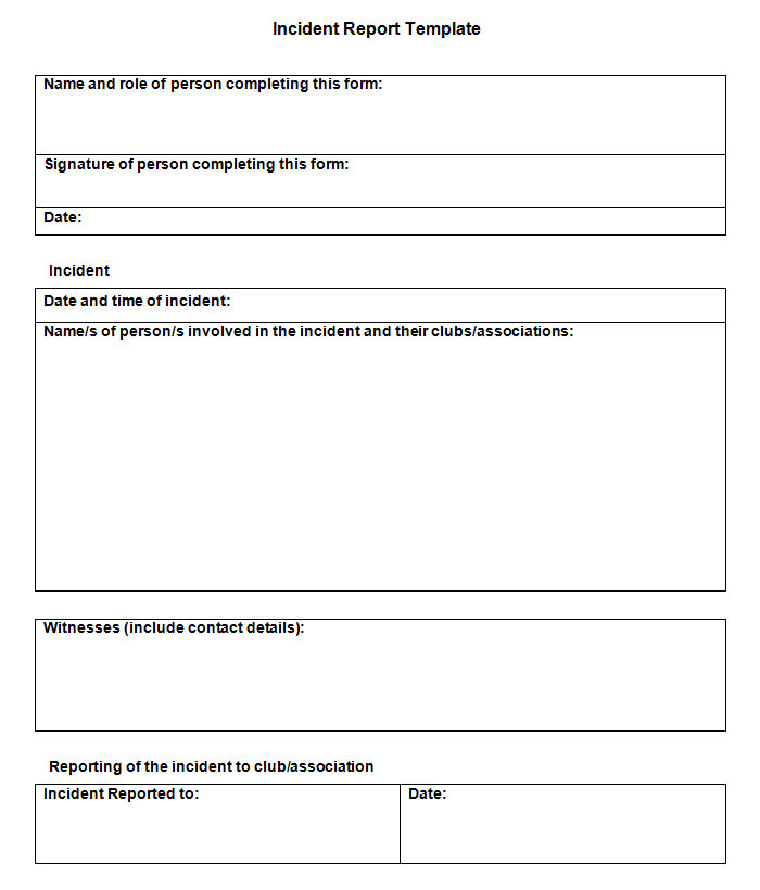 Incident Report Template Word Free