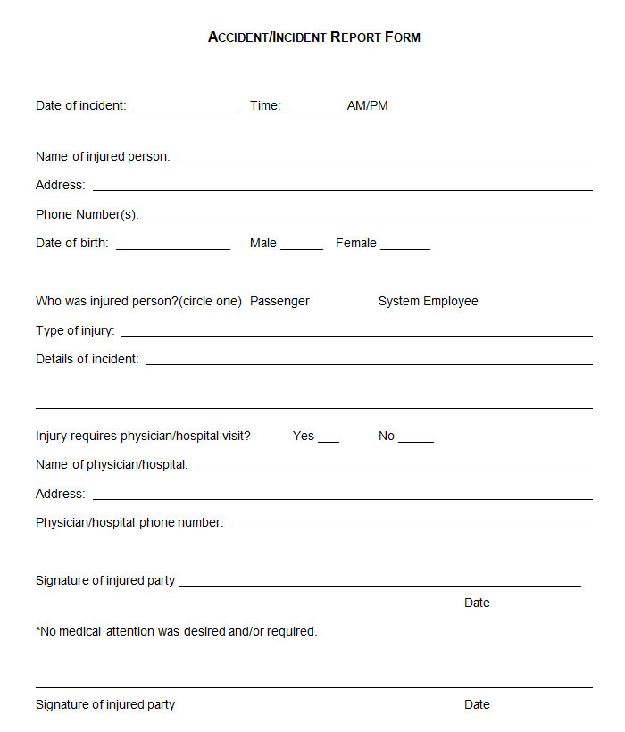 Incident Report Template Word Free