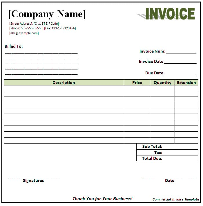20 blank invoice templates