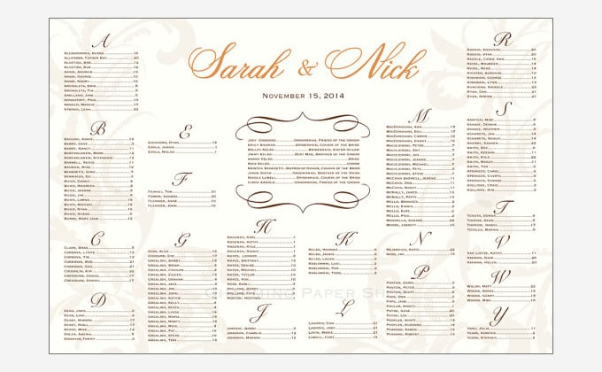 Wedding Planning Seating Chart Template