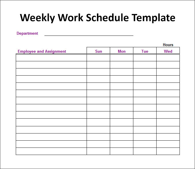 Weekly Work Schedule Template - 4 Free Word, Excel Documents Download