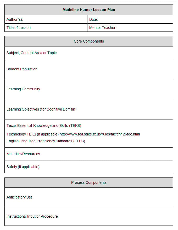 Search Results for “Madeline Hunter Lesson Plan Template Blank