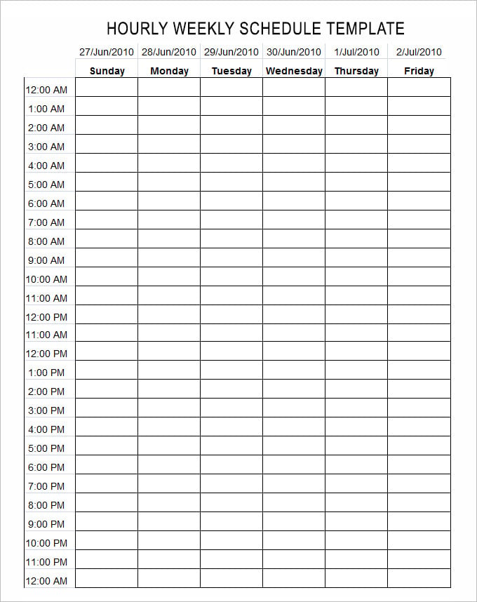 24 Hour Schedule Template 5 Free Word, Pdf, Excel Documents Download
