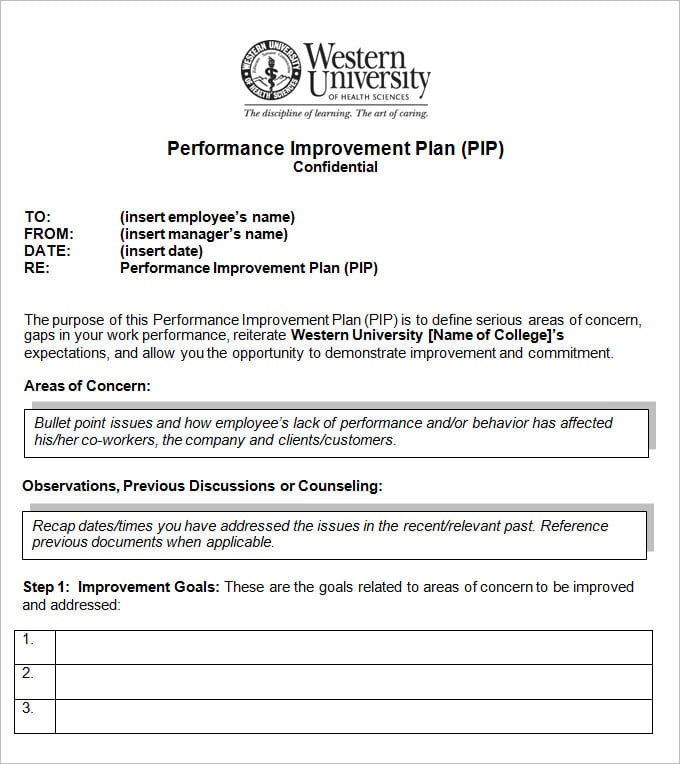 Performance improvement plan templates free