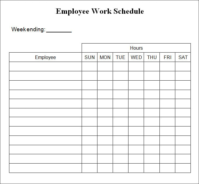 Weekly Work Schedule Template 4 Free Word, Excel Documents Download