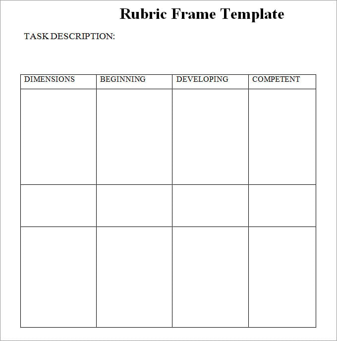 Blank Rubric Frame Template