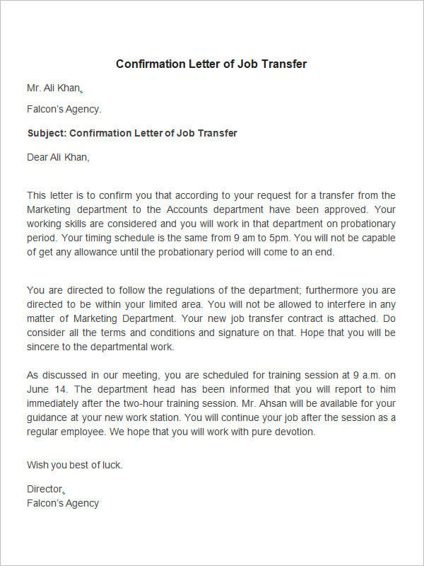 Reassignment letter template