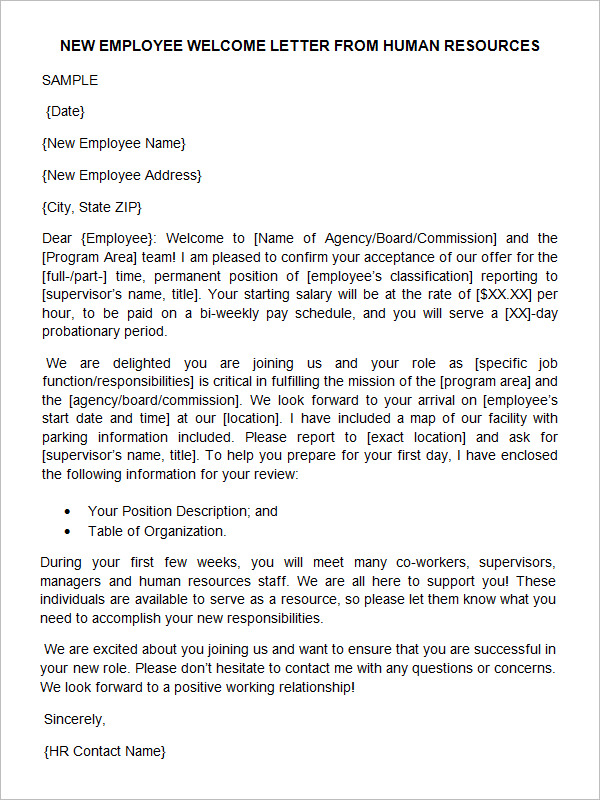 Welcome Letter To New Employee On First Day from www.template.net