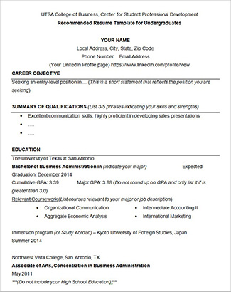 UTSA-College-of-Business-Resume-Example-Template